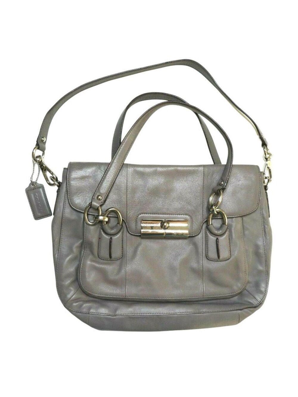 Coach Poppy Kristin E1126-18277 Gray Grey Leather Shoulder Handbag Purse Bag